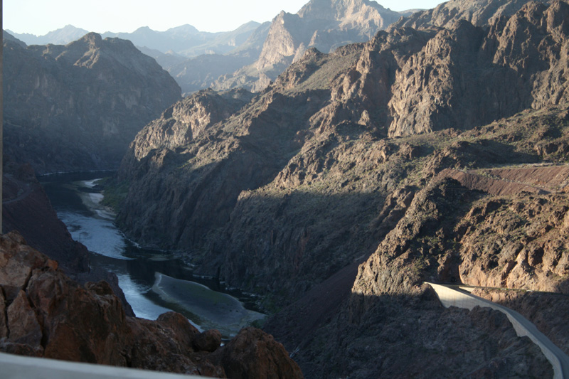 09-view_from_road_to_Hoover_Dam_below_bridge_bypass-20121106-2pm-a_lot_more_release_downstream_for_only_PM