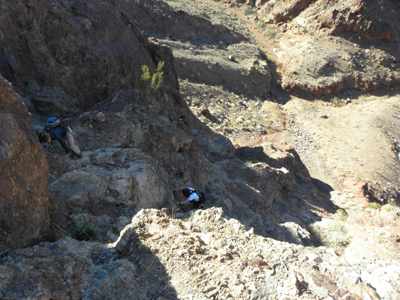 08-meanwhile_Asa_and_Kevin_climbing-Gold_Strike_Canyon_below