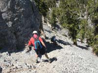 32-Andy_and_Joel_heading_down_steep_loose_rock