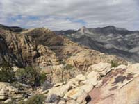 31-scenic_view_from_Goodman_Peak-looking_NW-Lost_Creek_Peak(sandstone)-snowy_Griffith_Peak_in_distance