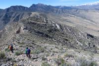 34-leaving_summit,heading_SW_along_ridge,then_down_to_right_to_check_out_a_different_descent_canyon_option_below_to_right
