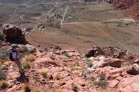 17-heading_down-sure_does_look_very_steep-parking_lot_and_Calico_Basin_in_distance