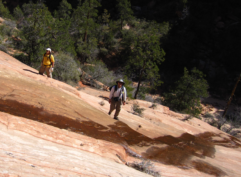 14-Ali_and_I_hiking_up_the_sandstone-from_Jenn