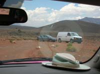 41-Mazda_3_and_van_at_trailhead_for_Lava_Falls-even_these_cars_made_in_up_the_road