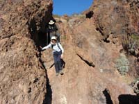 57-Eva_and_Larry_scrambling_down_a_dry_waterfall-some_took_canyon-others_took_trail