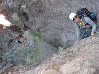 46-Fabrienne_starts_her_rappel_while_Luba_also_starts_another_rappel_using_the_same_rope_thanks_to_biner_block
