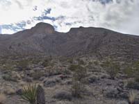 55-from_wash_looking_back-route_up_to_right,then_left_to_saddle,then_to_Summerlin_Peak_to_left