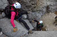 45-Cheryl_carefully_scrambling_down
