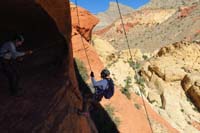 41-Luba_starts_the_rappel-Ed_guides_her_using_the_pull_rope