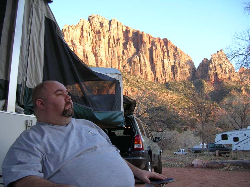 28-Jeff_relaxing_at_campsite_at_sunset