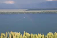 54-rainbow_over_Jenny_Lake-nearing_end_of_boat_use_for_day,heading_to_dock